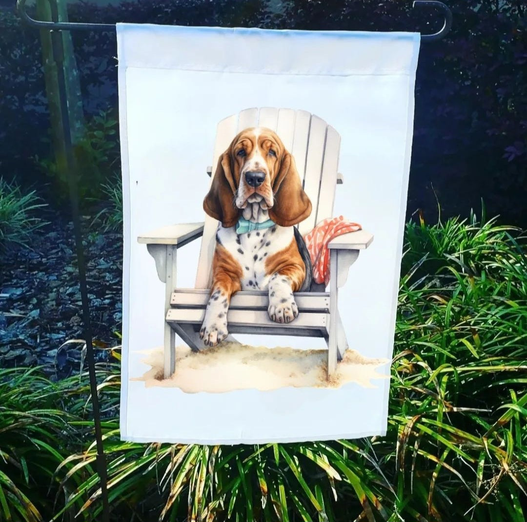 Basset Hound Beach Chair Garden Flag
