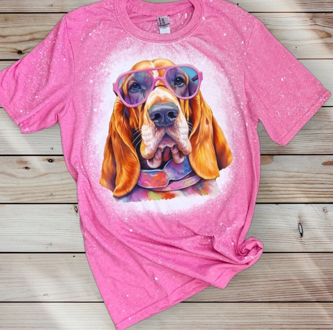 Summer Basset Hound Pink Glasses T Shirt