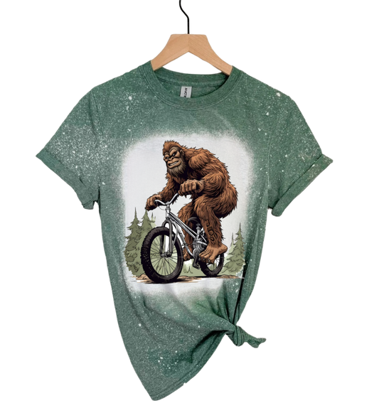 Bigfoot On Bicycle T Shirt Army Green