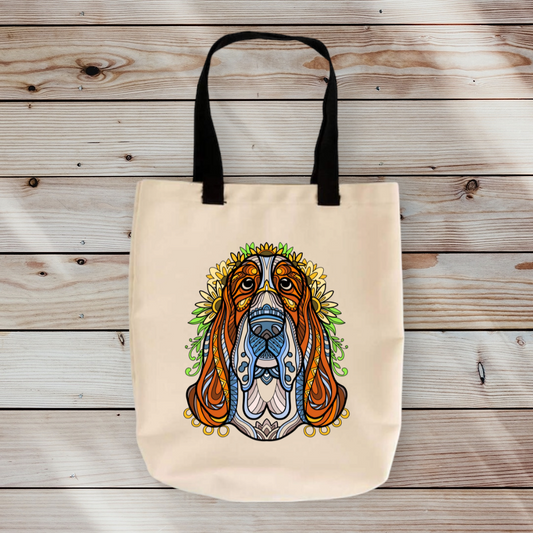 Basset Hound Yellow Flowers Small Tote