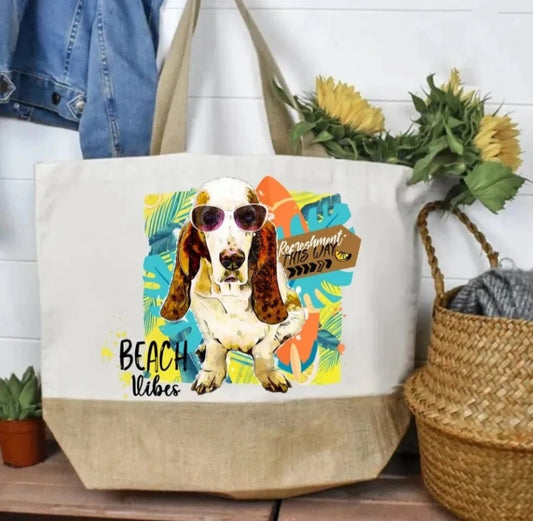 Basset Hound Beach Vibes Premium Tote Bag