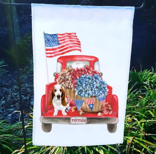Basset Hound Freedom American Flag Garden Flag
