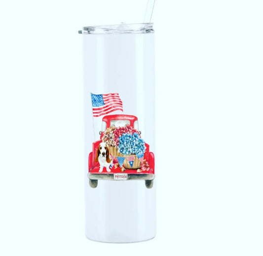Basset Hound Freedom American Flag Tumbler