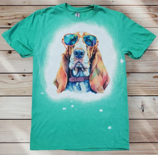 Basset Hound Orange Sunglasses Summer T Shirt