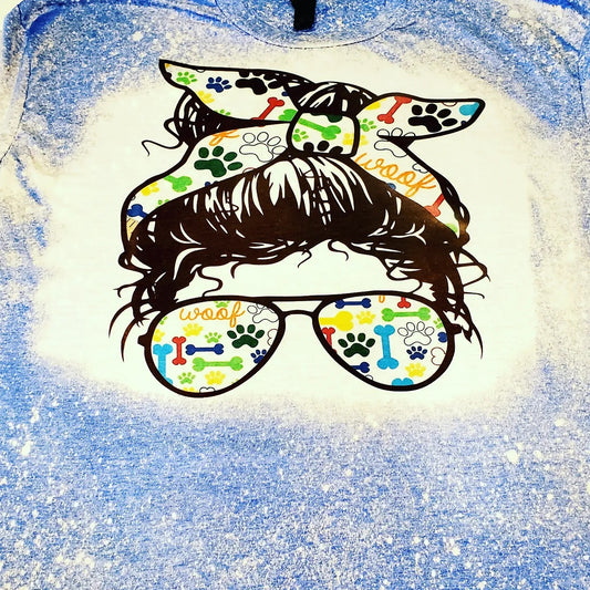 Dog mom sunglasses messy bun T Shirt